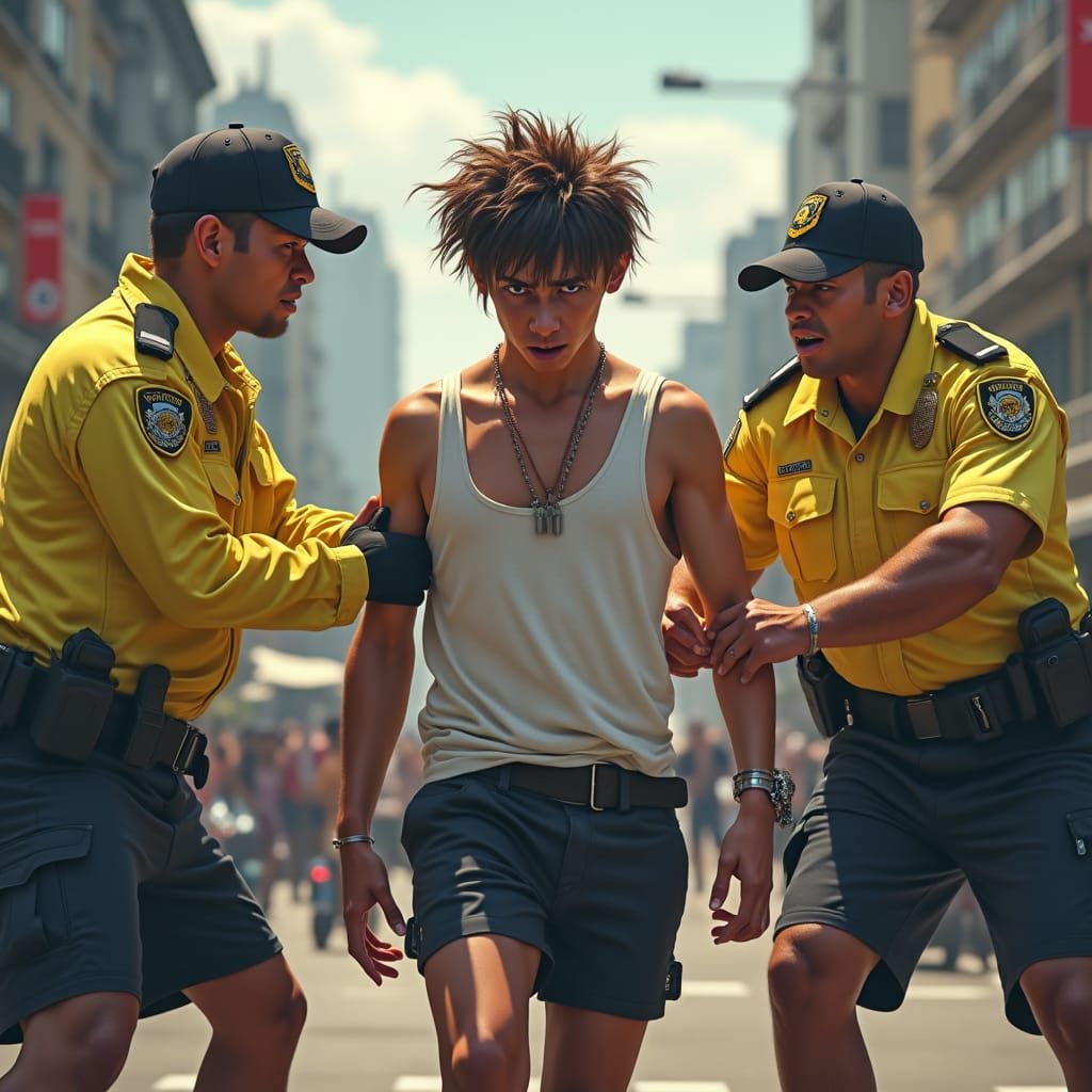 Turbulent Confrontation in Neon Cityscape