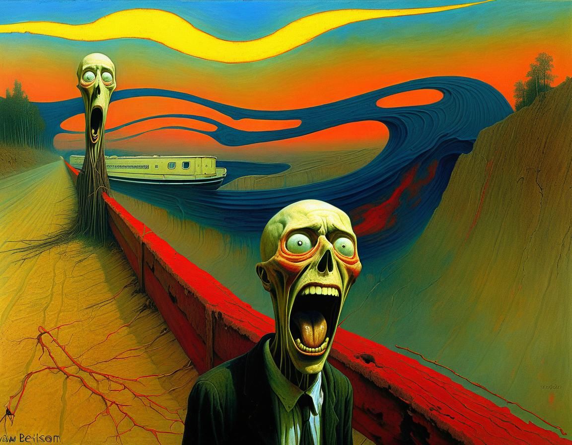 Crazy Stick-Man Art: Satirical Scream Painting