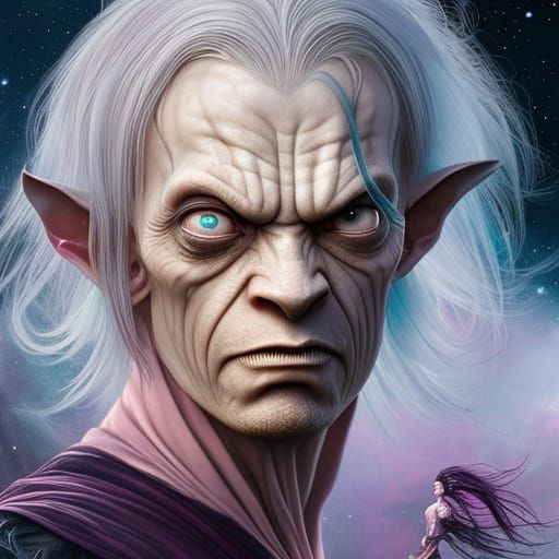 Gollum in Pink Dress: Dreamy Digital Art