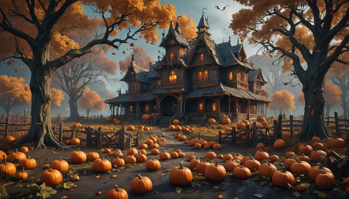 Pumpkin Horror Farm: Detailed Matte Painting