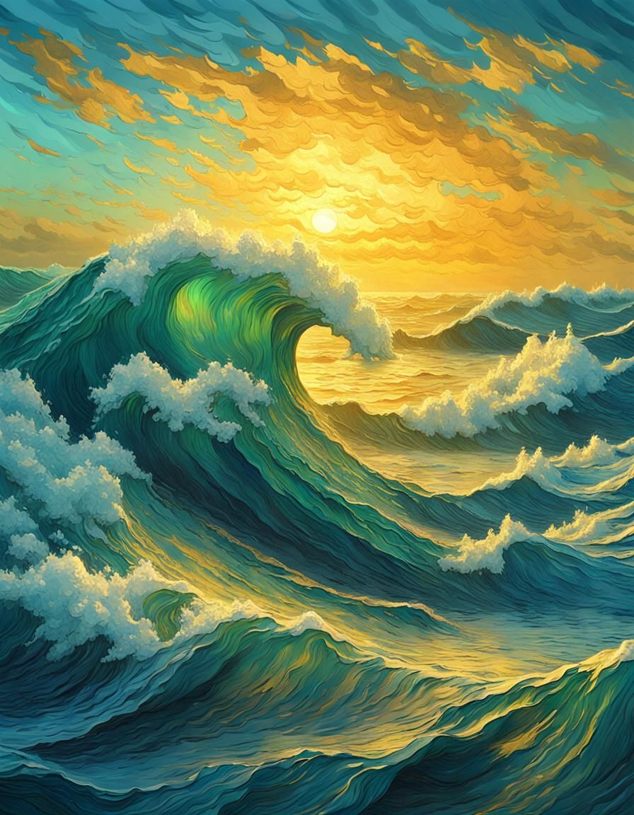 Ocean Wave in Van Gogh Style