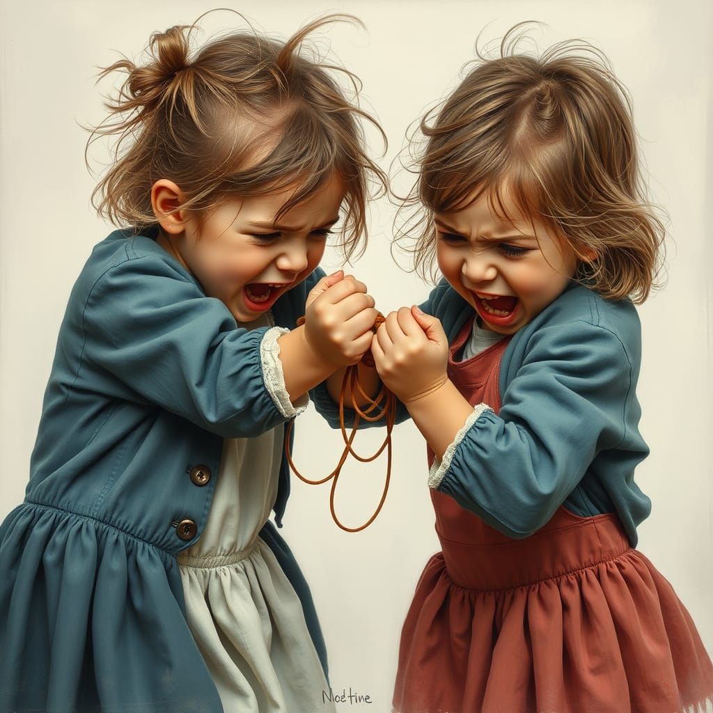 Fierce Young Friends Engage in Intense Hair-Pulling Tug-of-W...