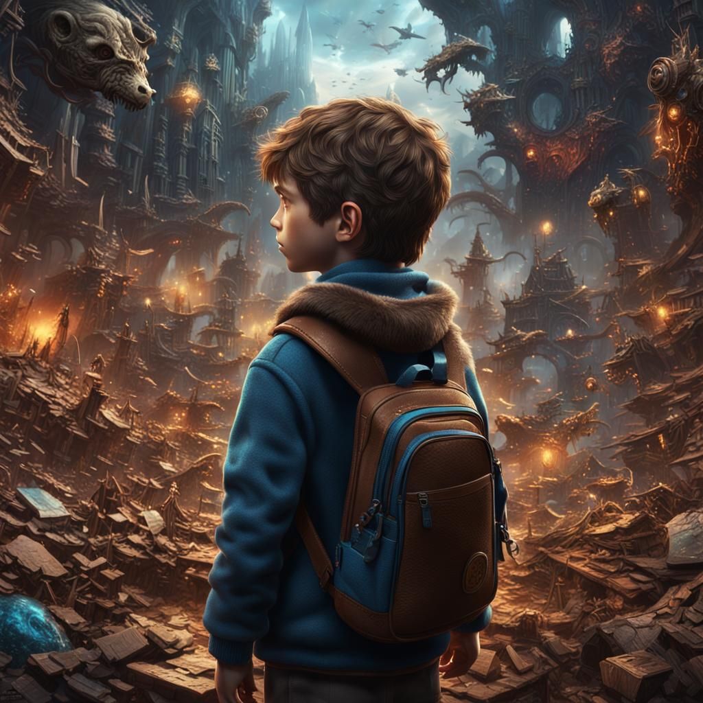 Boy in Chaotic World: Fantasy Concept Art