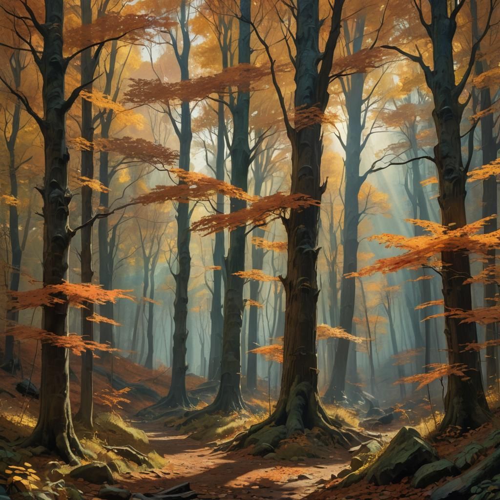 Autumn Forest: Impressionistic Fantasy Concept Art