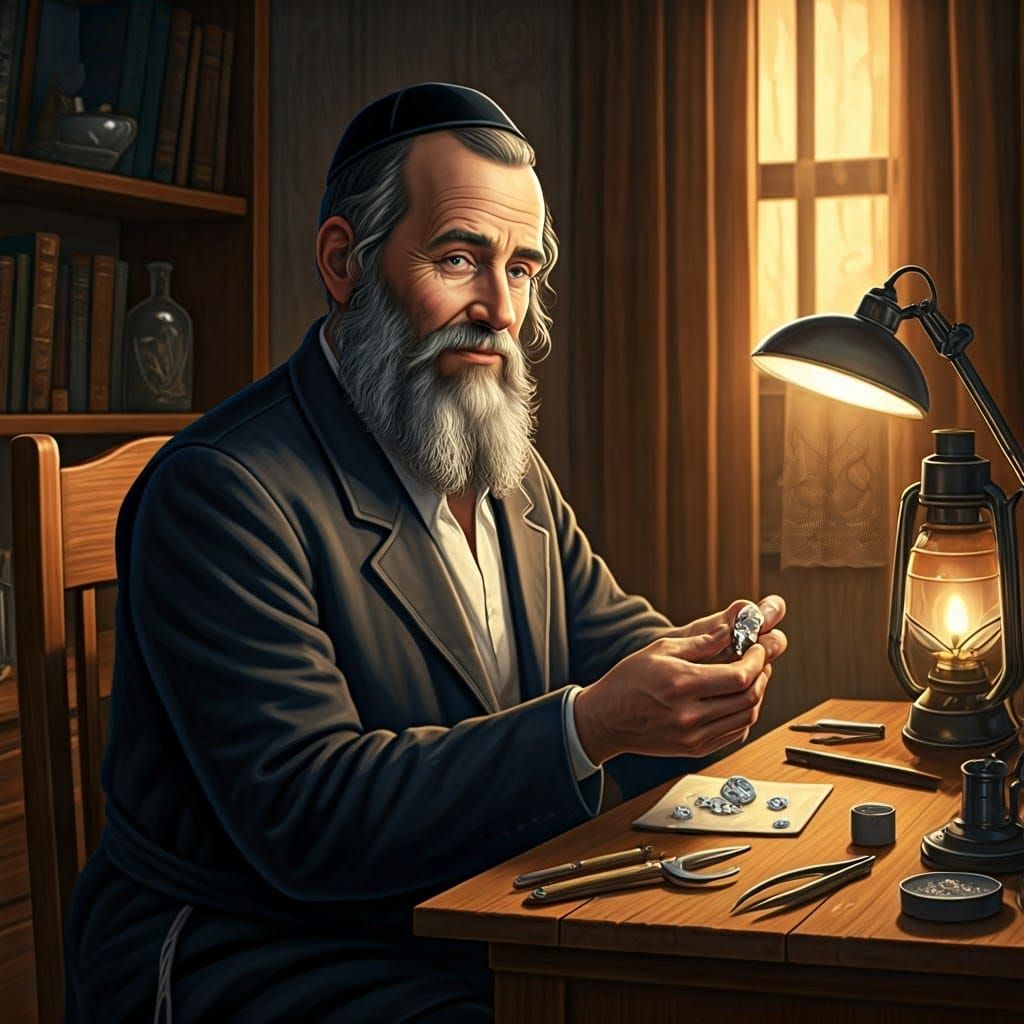 Jewish Diamond Cutter in Traditional Attire