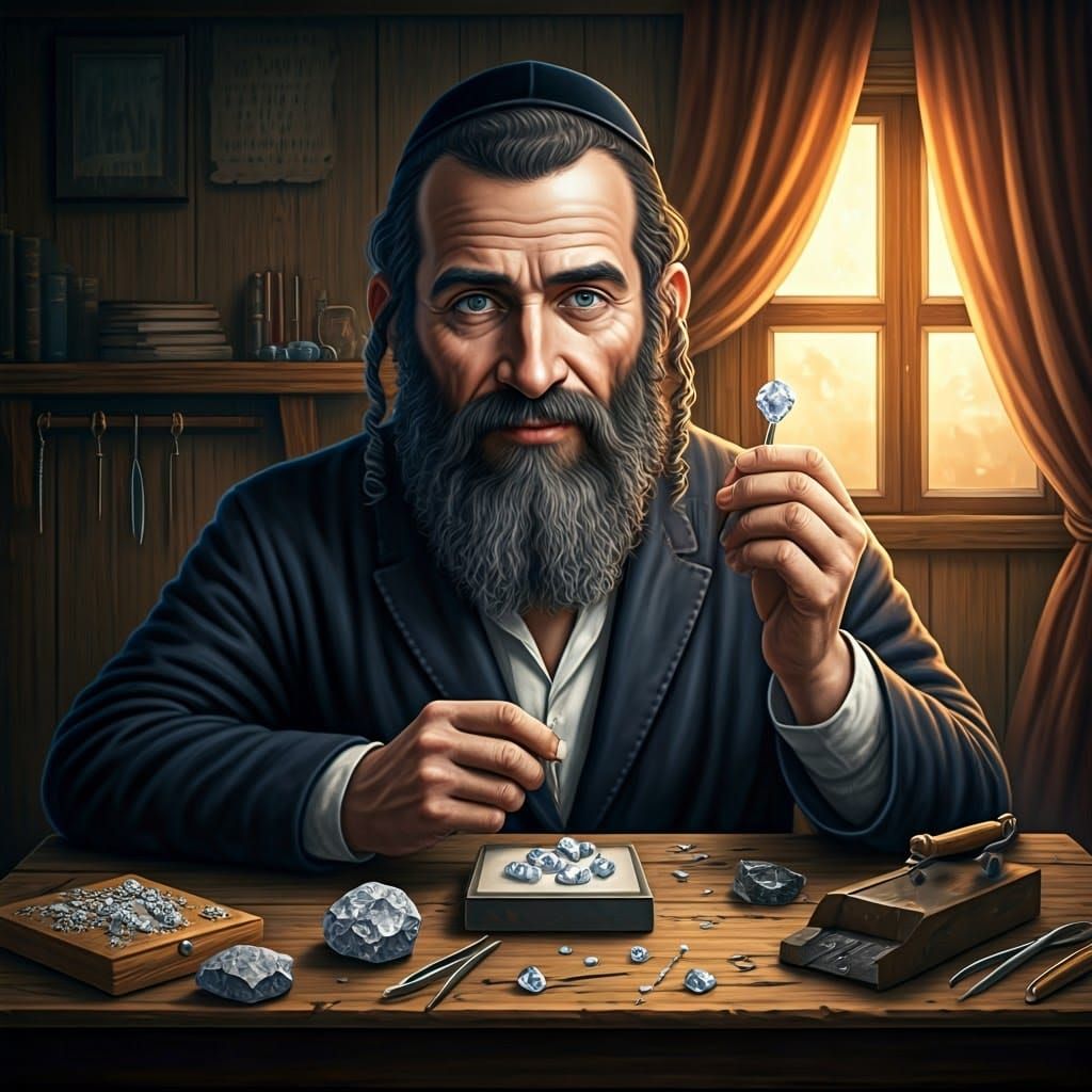 Traditional Jewish Diamond Cutter in Modest Attire