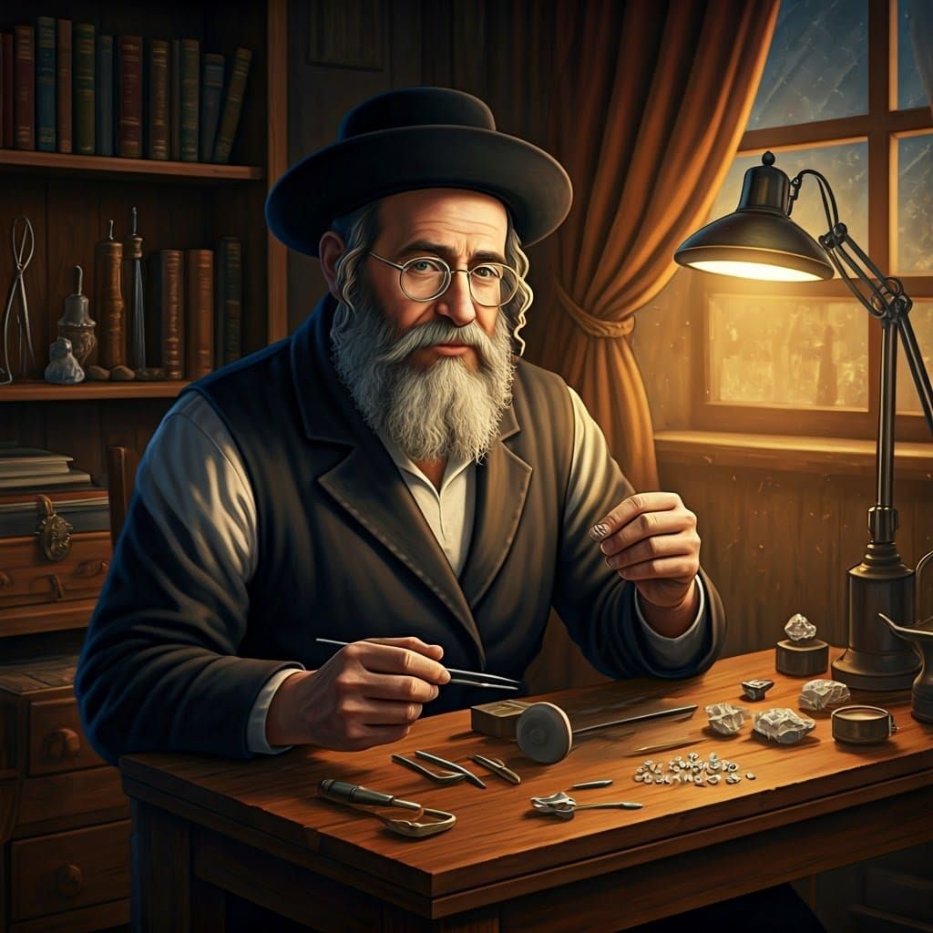 Traditional Jewish Diamond Cutter in Modest Attire