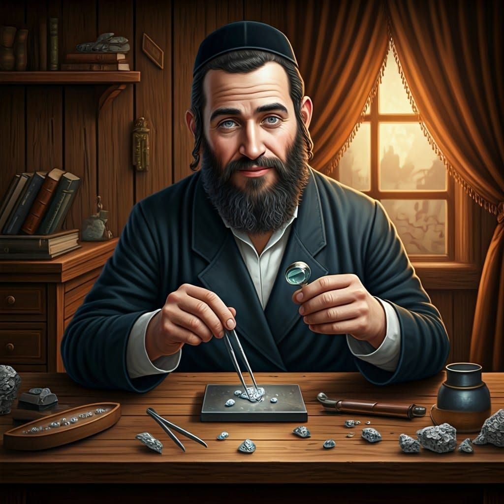 Traditional Jewish Diamond Cutter in Modest Attire