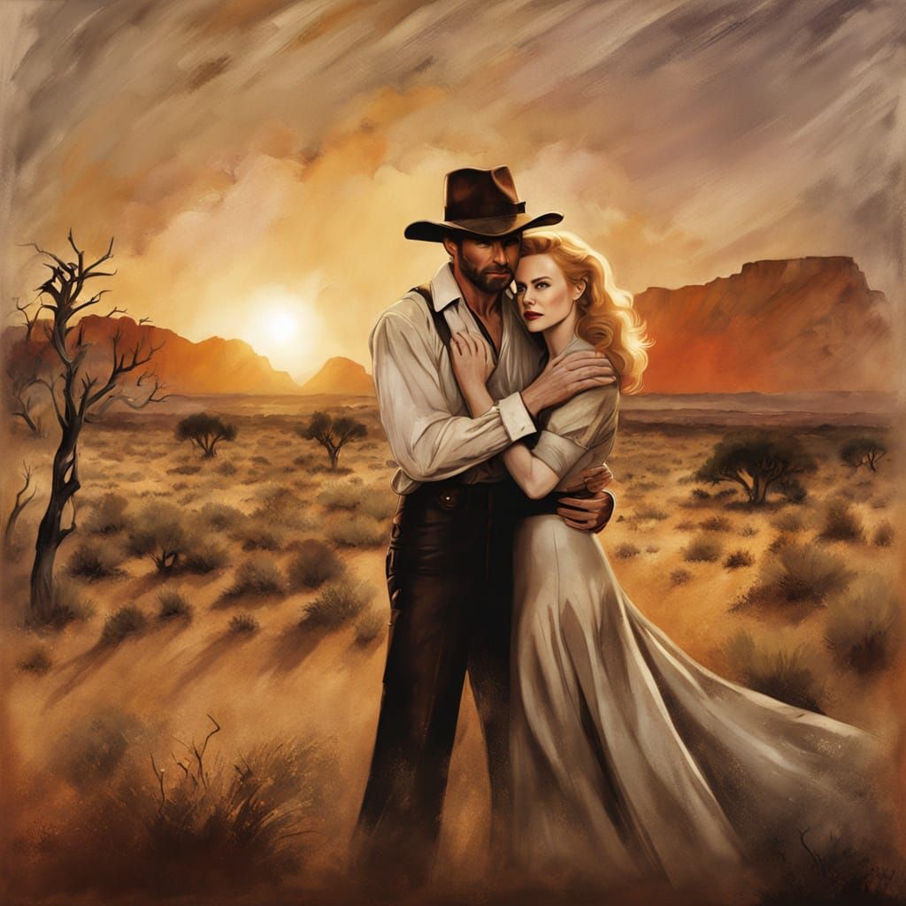 Hugh Jackman & Nicole Kidman in Romantic Outback Sunset