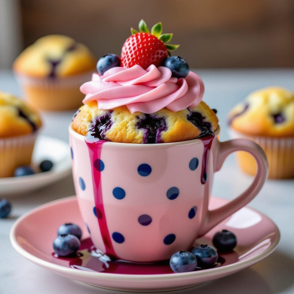 Mouth-Watering Blueberry Muffin Mug Cake with Icing