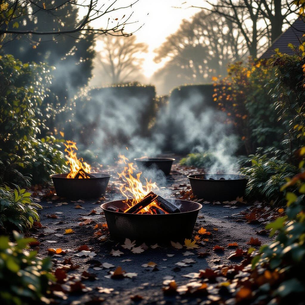 English Garden After Bonfire Night, Covered in Soot