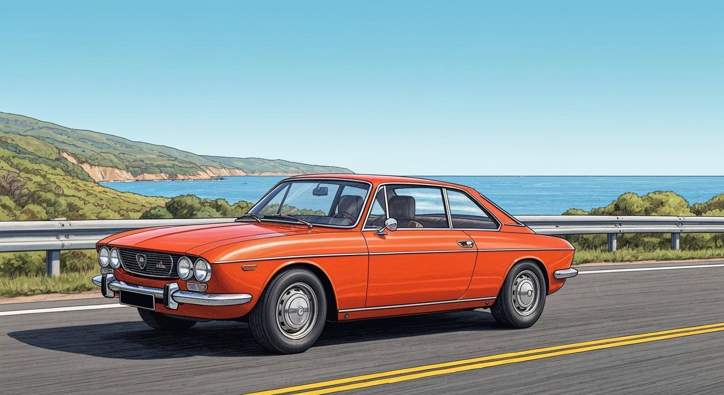 Lancia Fulvia Coupe: Vintage Automotive Illustration