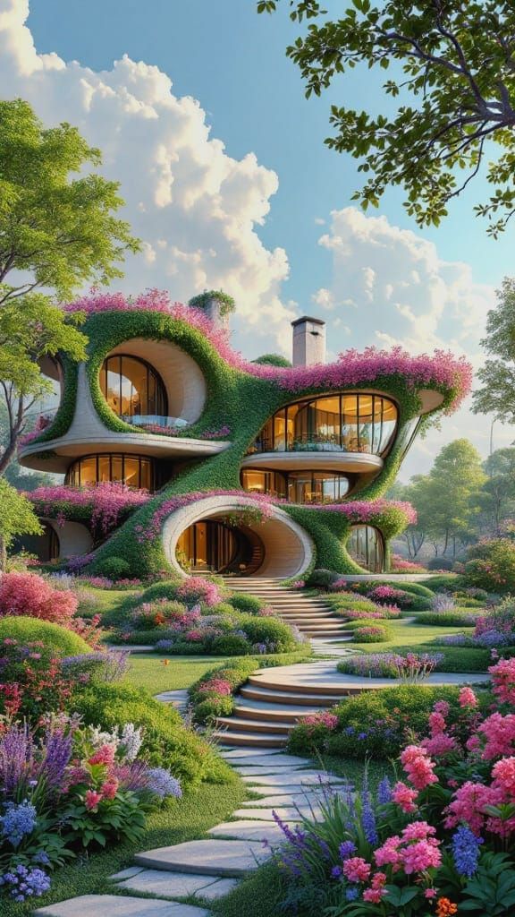 Eco-Modern Spring Mansion in Vibrant Bloom