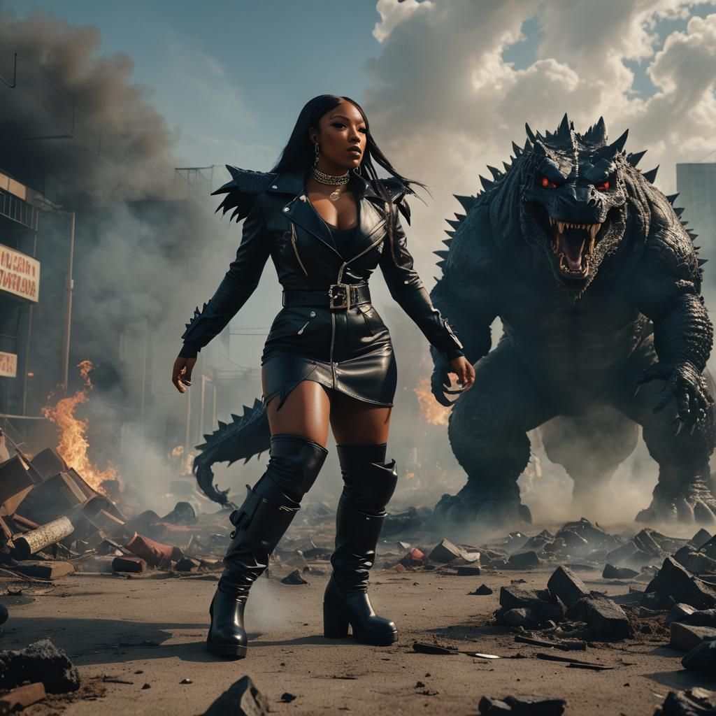 Megan Thee Stallion as Godzilla Wreaks Havoc in Houston