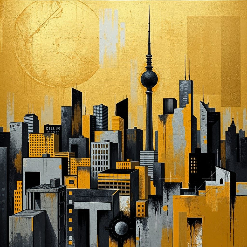 Metallic Berlin Cityscape Inspired by Rothko