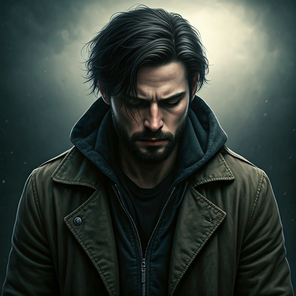 Introspective Figure in Cinematic Landscape