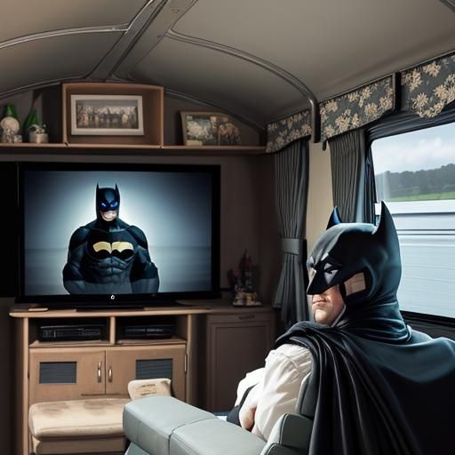 Batman Takes a Break: Watching TV in Caravan