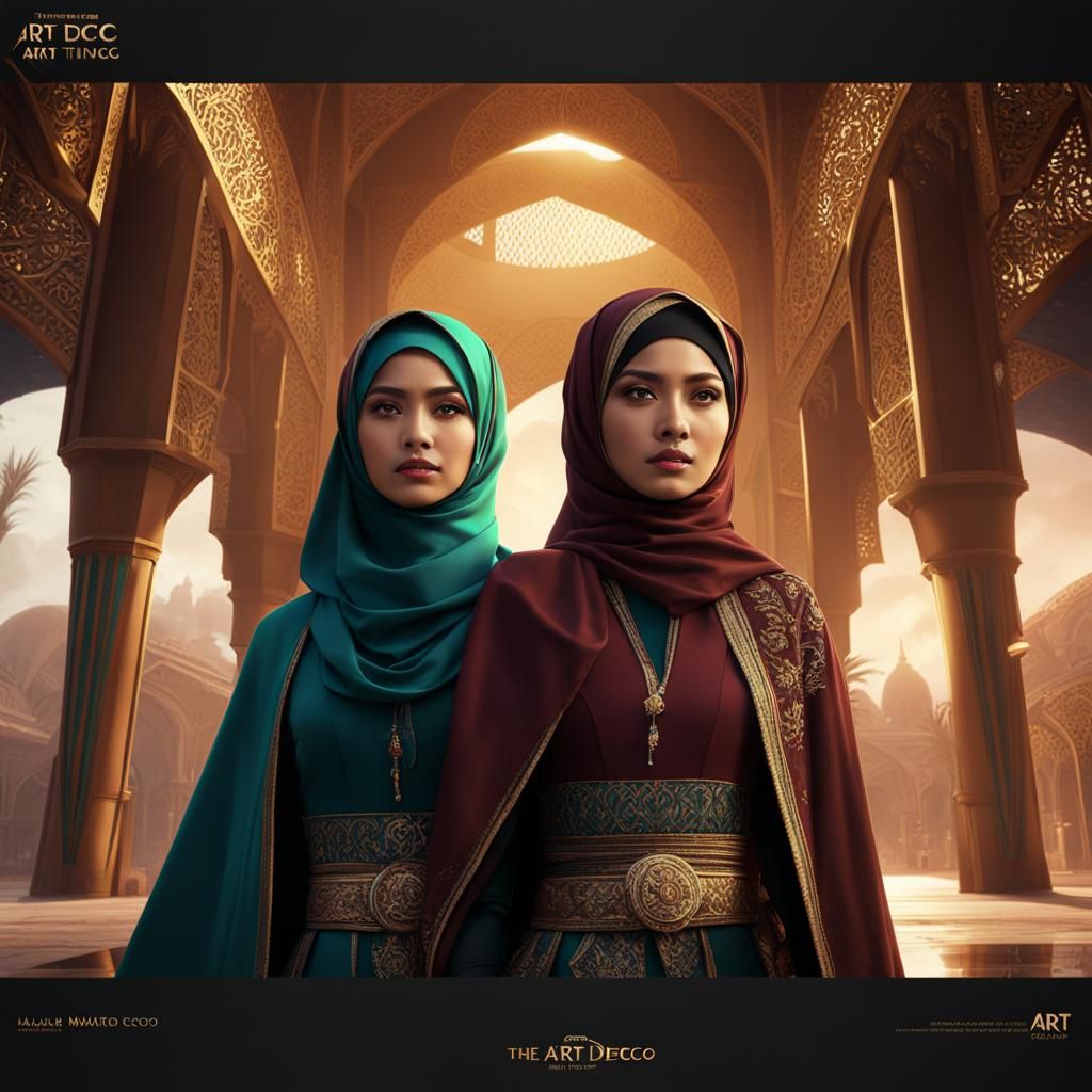 Art Deco Hijab Girls in Action Film