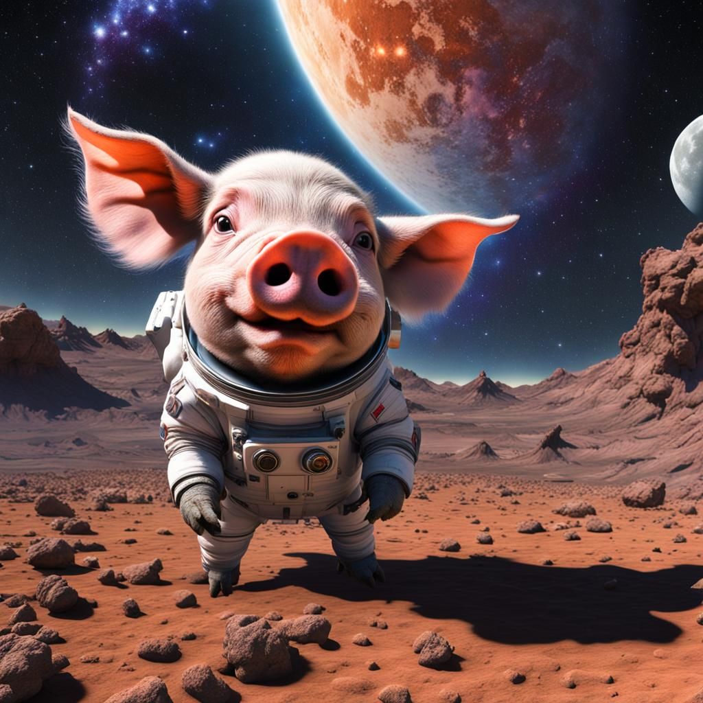 Pigs in Space Over the Moon Galaxy