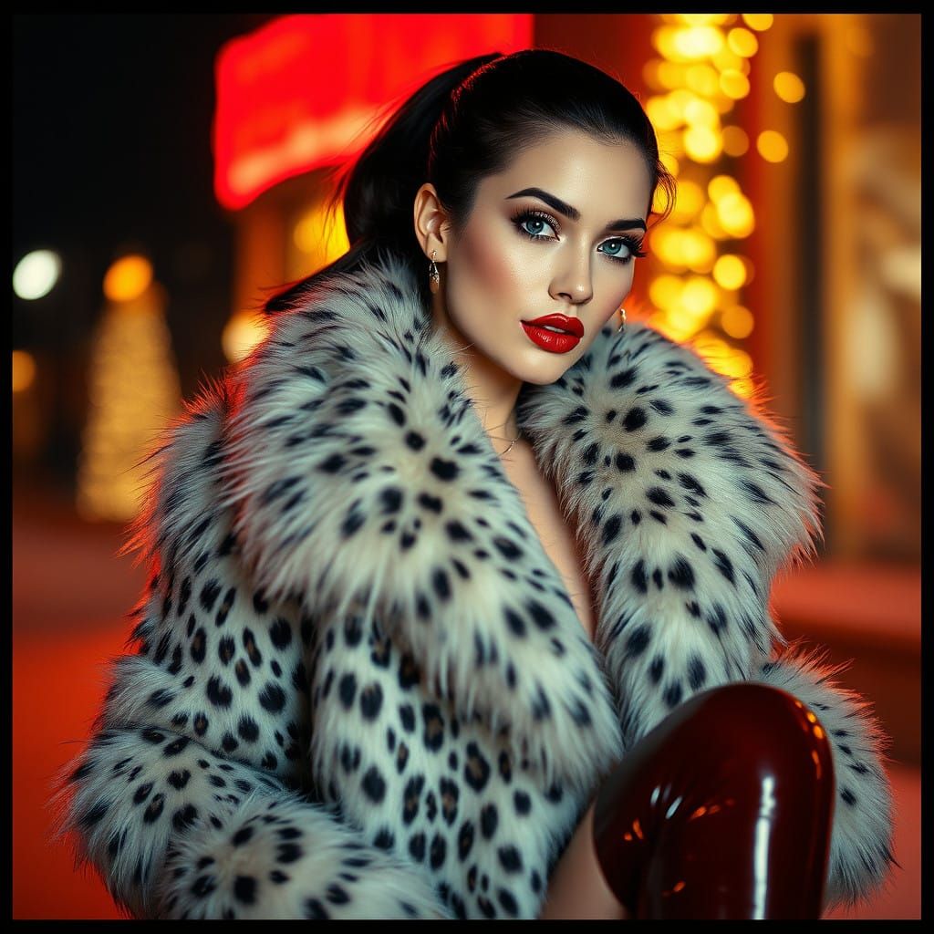 Glamorous Snow Leopard Goddess in Cinematic Splendor