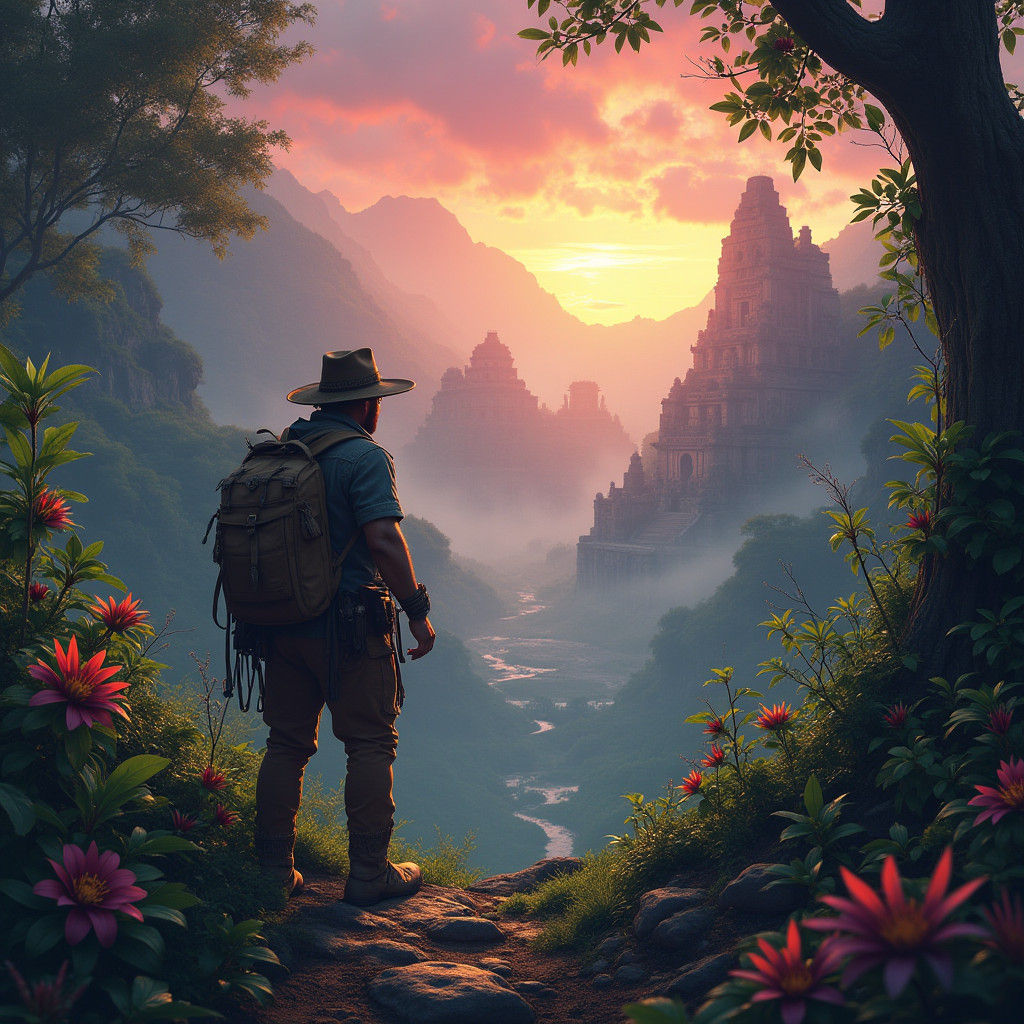 Mystical Jungle Explorer in Fantasy Concept Art
