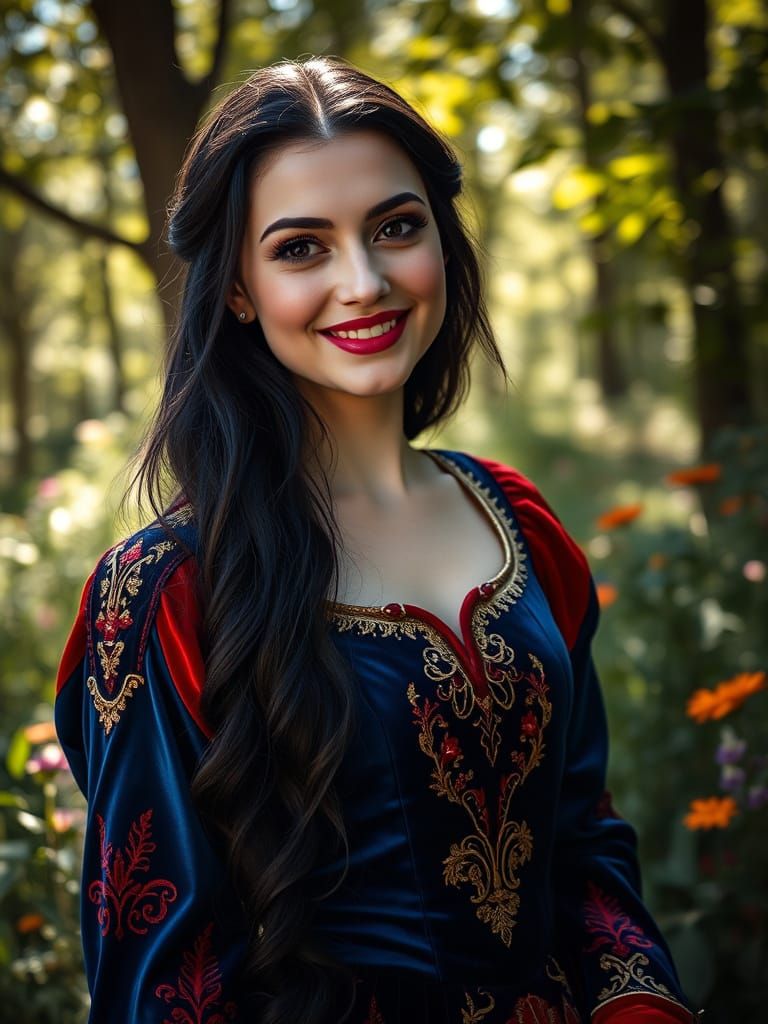 Ethereal Princess in a Sunlit Forest Glade