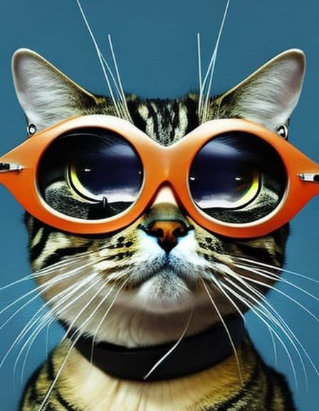 Cute Cat in Eye Mask: Collage Art Masterpiece