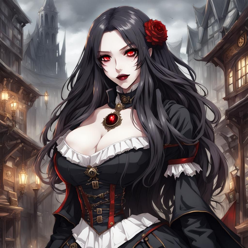 Steampunk Vampire Girl in Anime Style