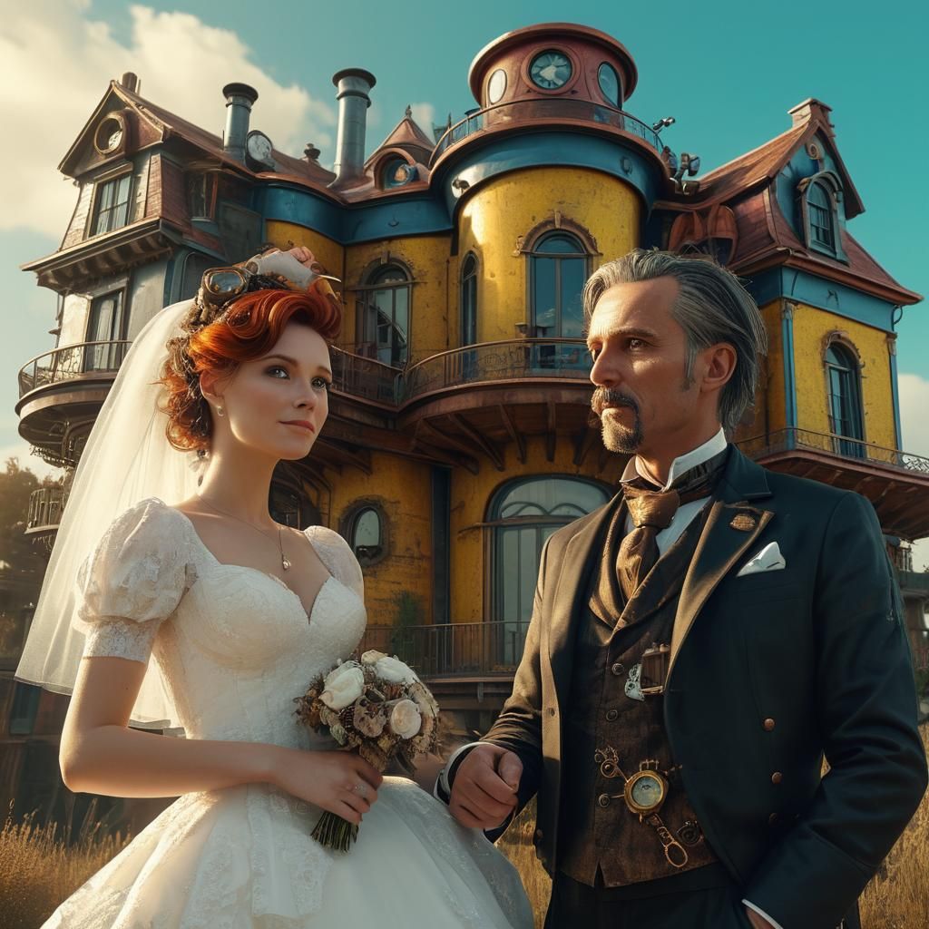 Steampunk Gentleman Visits Rotating House in Hyperrealistic ...