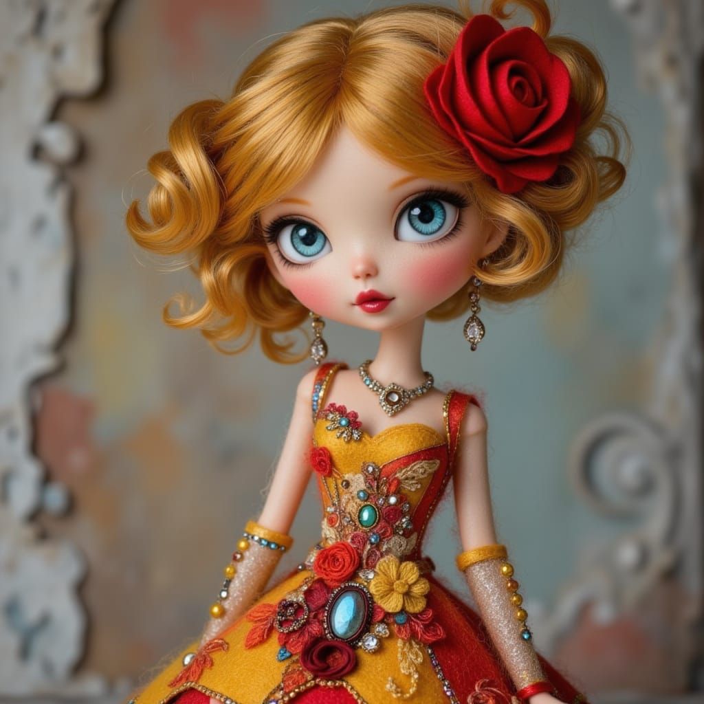 Glamorous Lenci Doll in Embellished Evening Gown