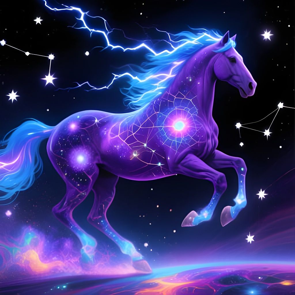 Majestic Galactic Horse with Lightning Mane