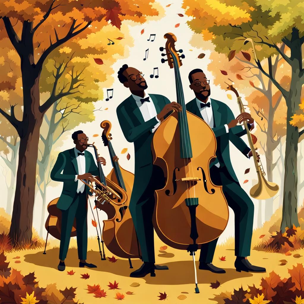 Autumnal Jazz Band of Rabbits in Digital Illustration