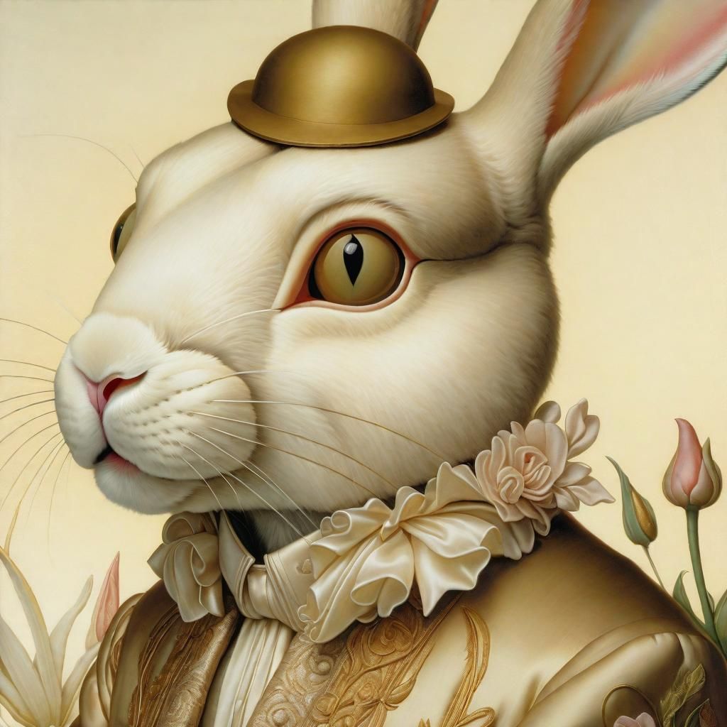 Hare with satin collar