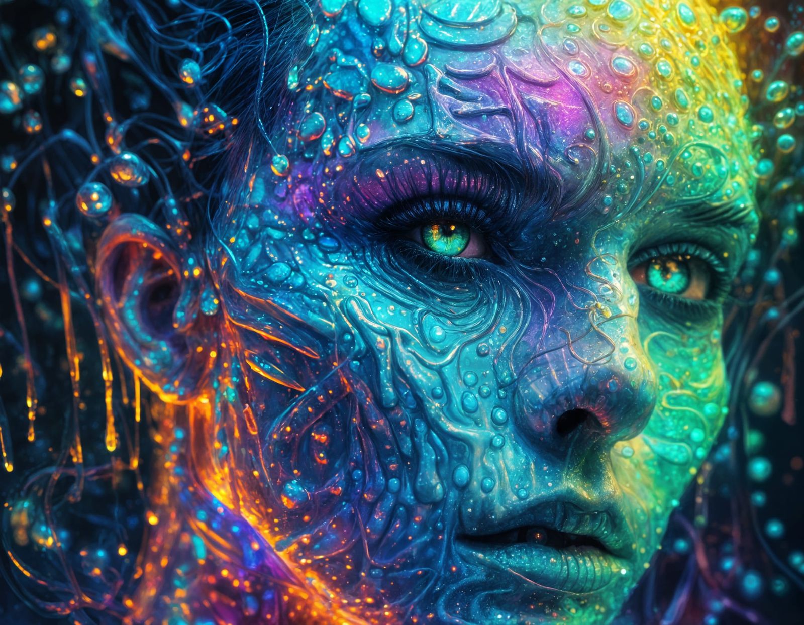 Iridescent Ethereal Being Portrait in Sci-Fi Horror Style