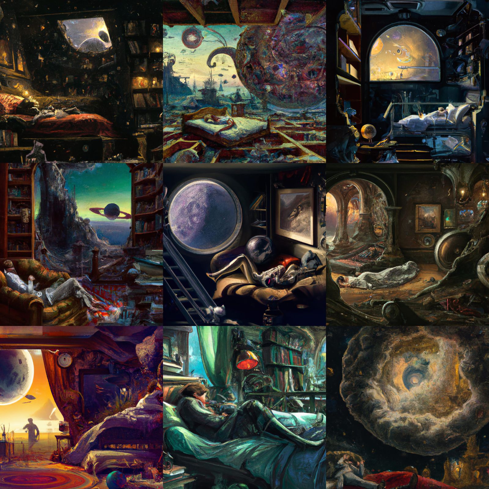 Serene Space Scene in Detailed Painting Style