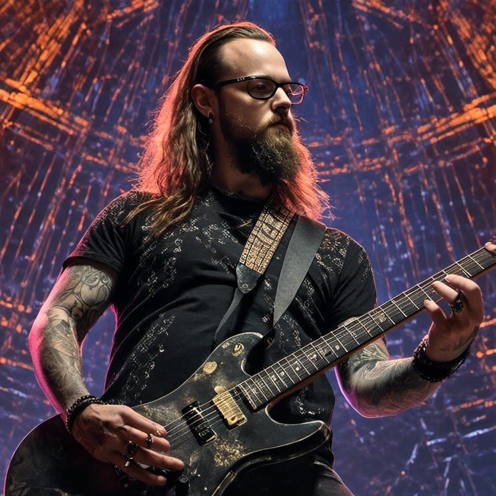 Detailed Black Metal Guitarist Matte Painting