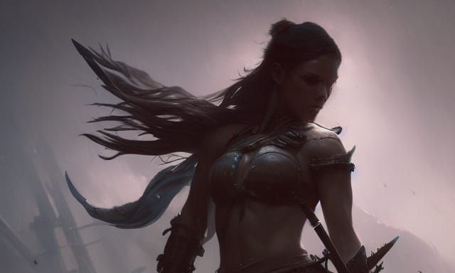 Beautiful Warrior Woman in Dark Fantasy Style