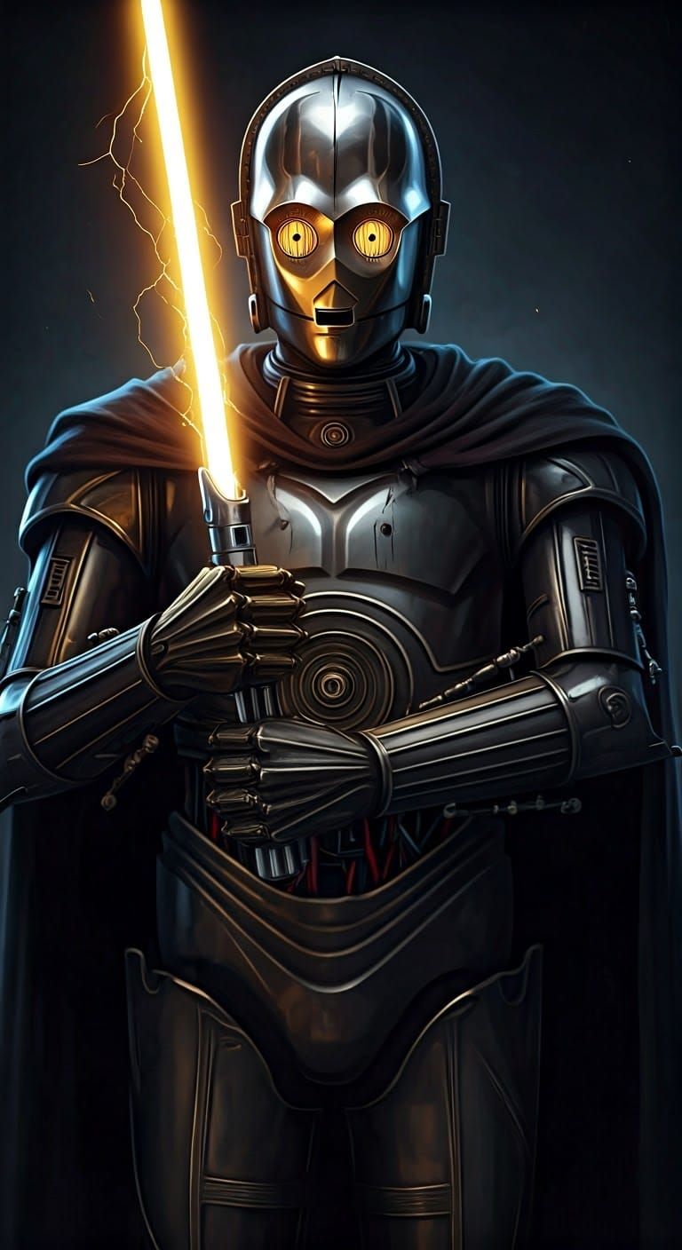 Menacing Sith C-3PO Droid Portrait in Gothic Style
