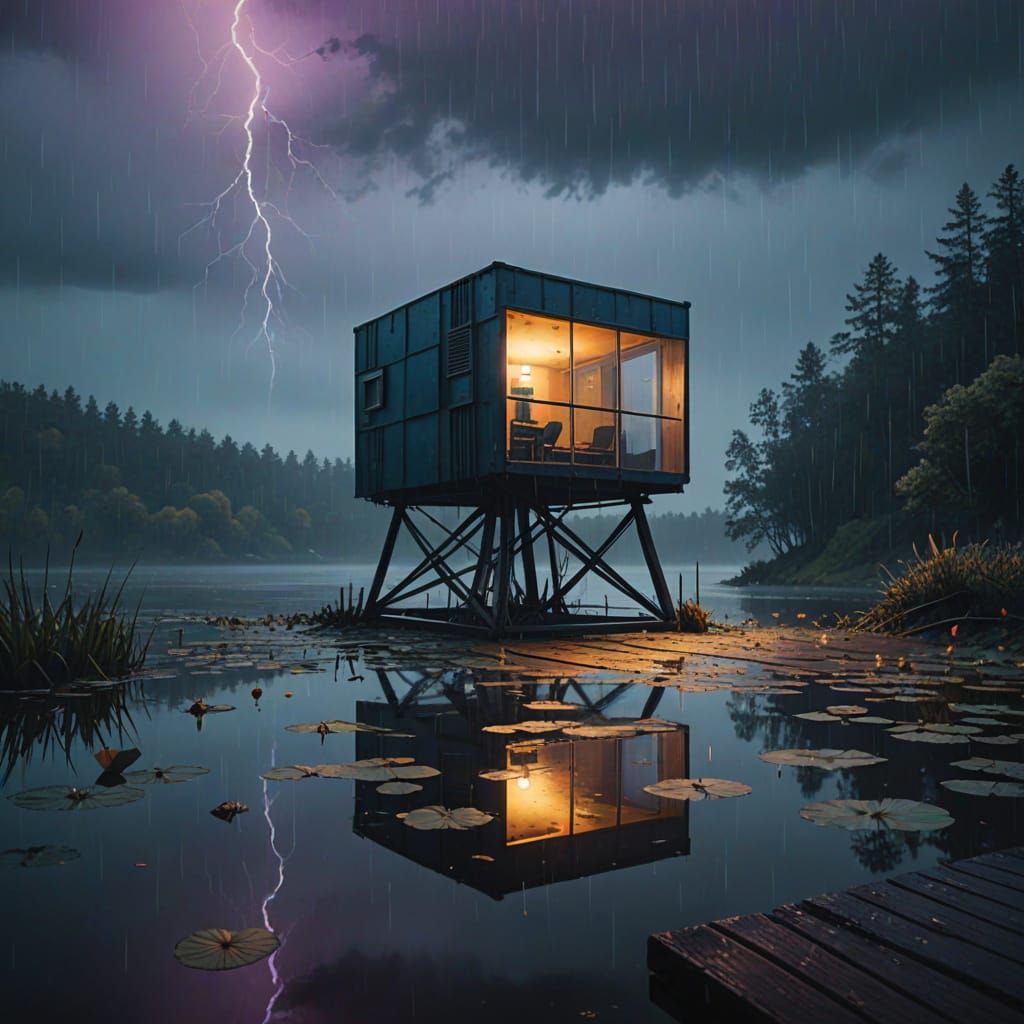 Cinematic Solitude in a Futuristic Oasis