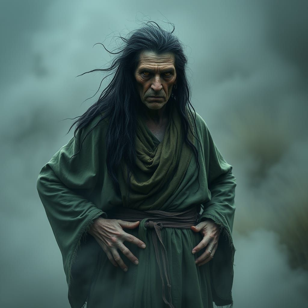 Ancient Celtic Crone in Ethereal Morning Light