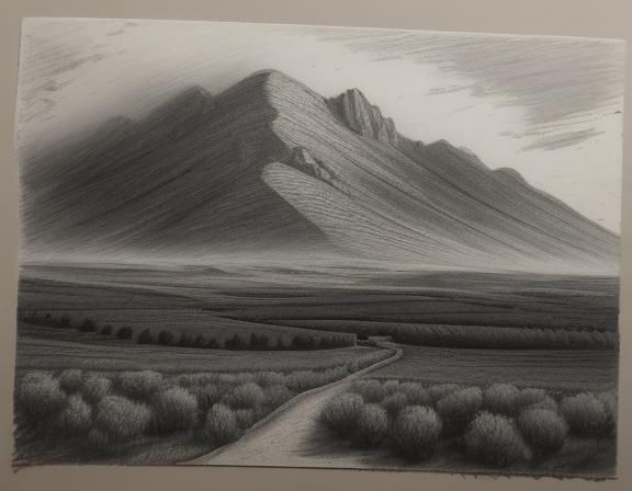 Dramatic Charcoal Landscape with Armenian Flag