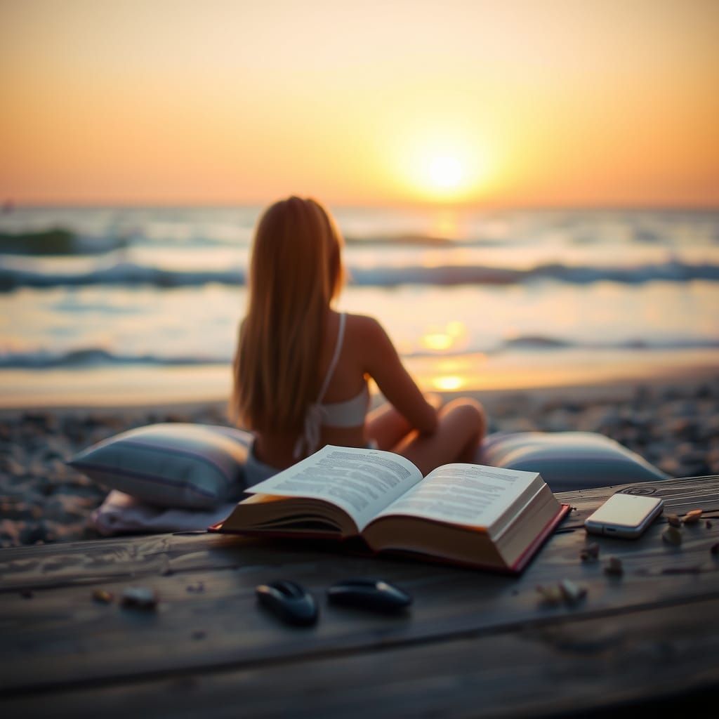 Serene Beach Scene in Soft Morning Light