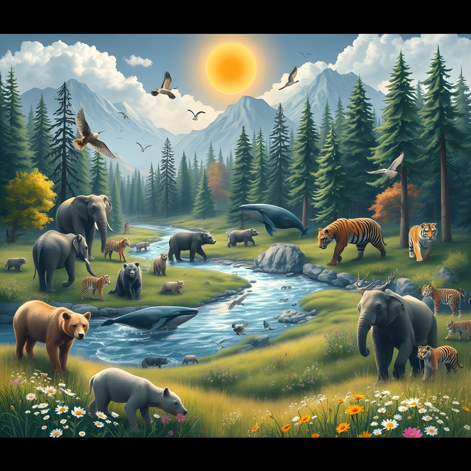 Harmonious Wildlife Sanctuary: A Dreamlike Natural Landscape