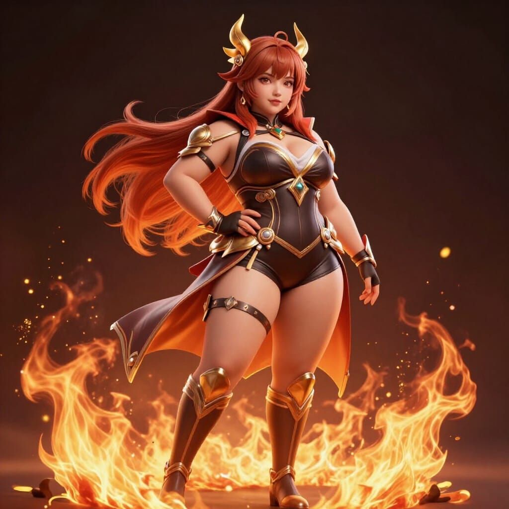 Fiery Filipina Sagittarius Goddess in 3D Anime Style