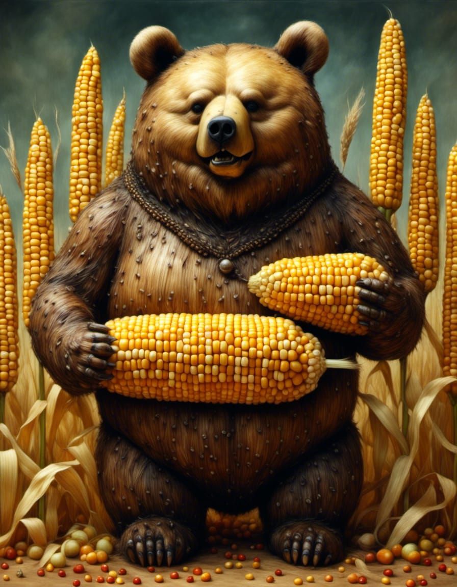 Corn Bear Portrait: A Whimsical Digital Creation