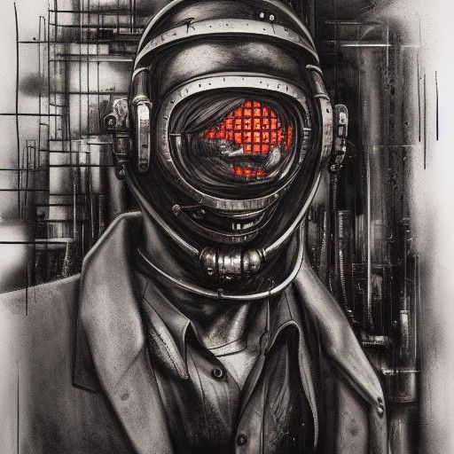 Surreal Gimp Mask Portrait in Cyberpunk Style