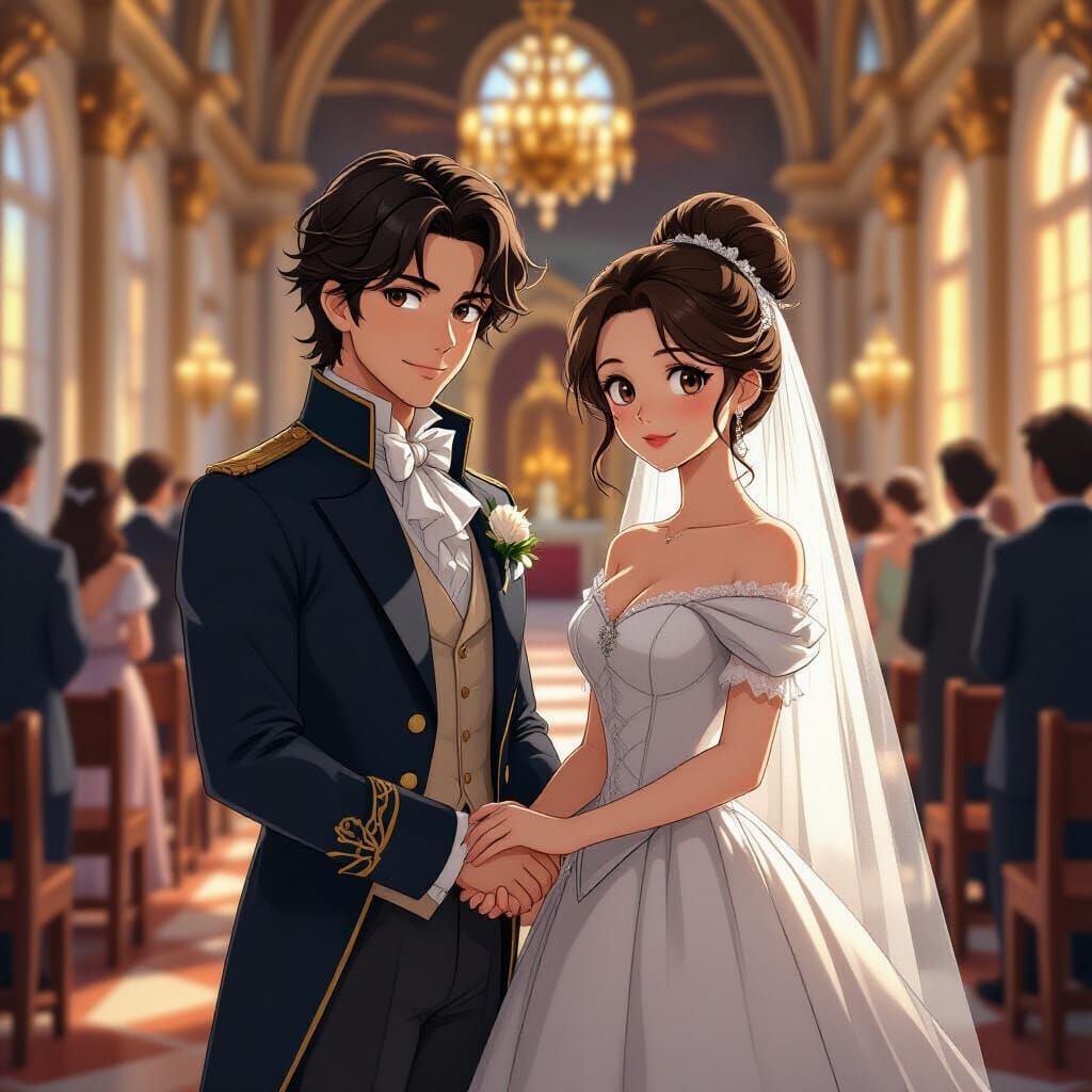 Aristocrat's Lavish Chapel Wedding in Anime Style