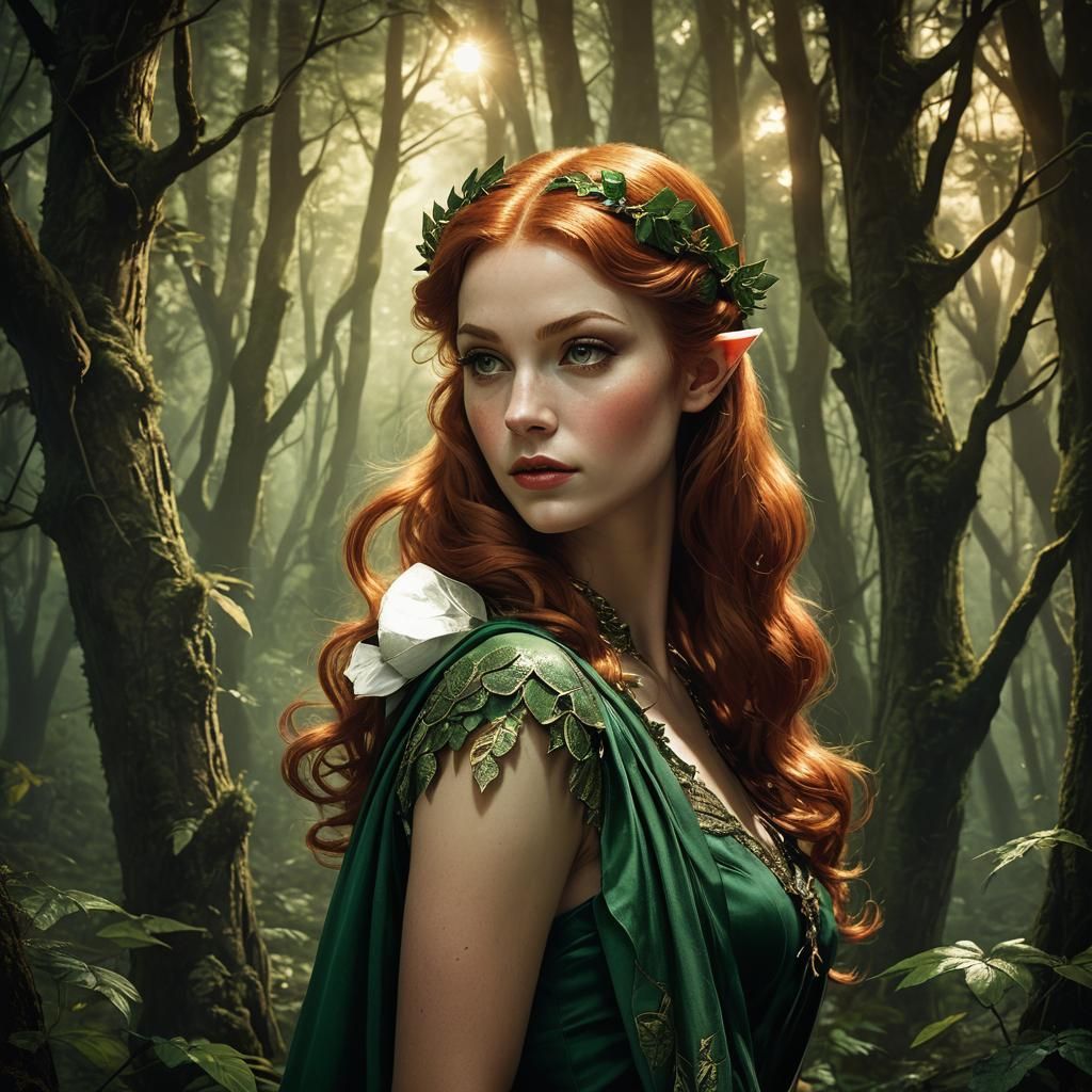 Elven Princess Pin-Up Art in Vintage Style