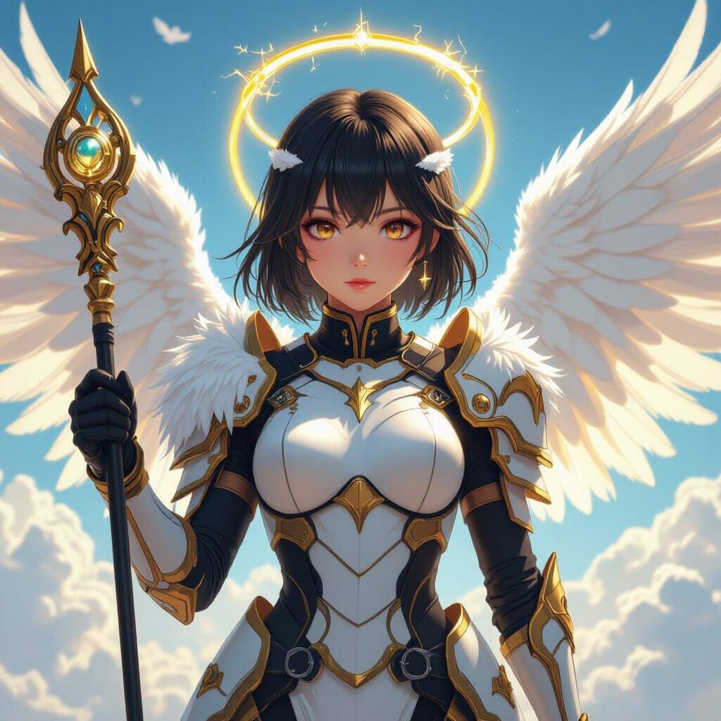 Anime Waifu with Wings and Futuristic Armor
