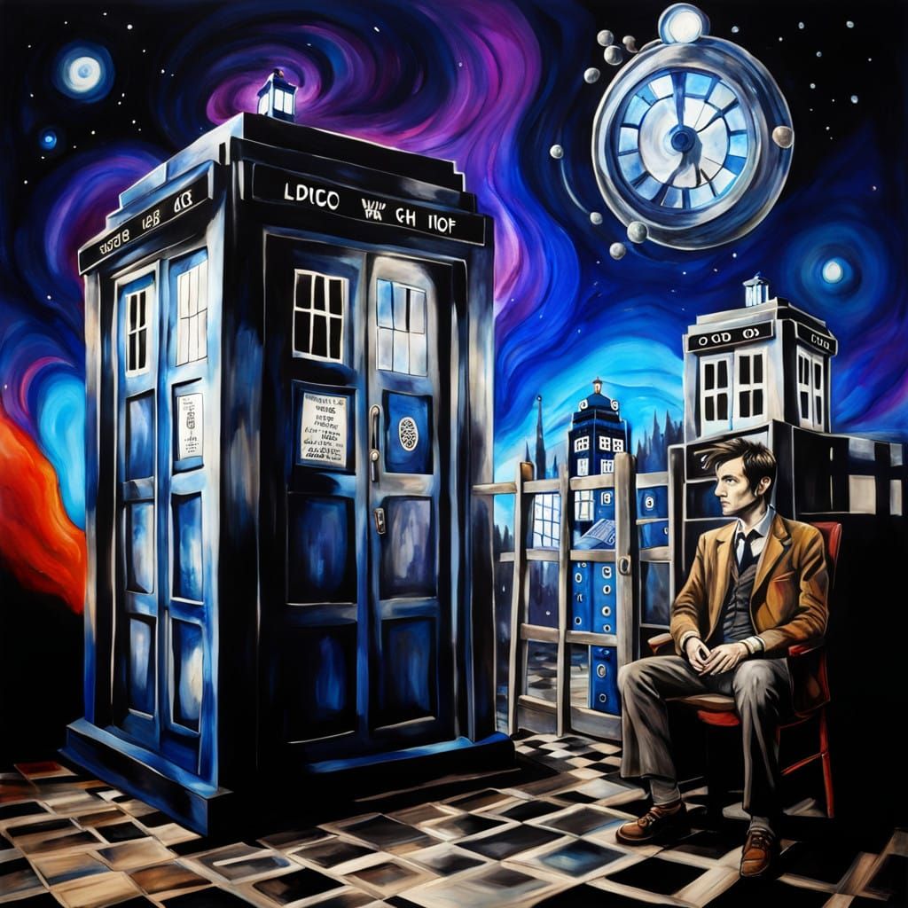 Surrealist Dr. Who Enters Otherworldly Checkered Tardis Wait...